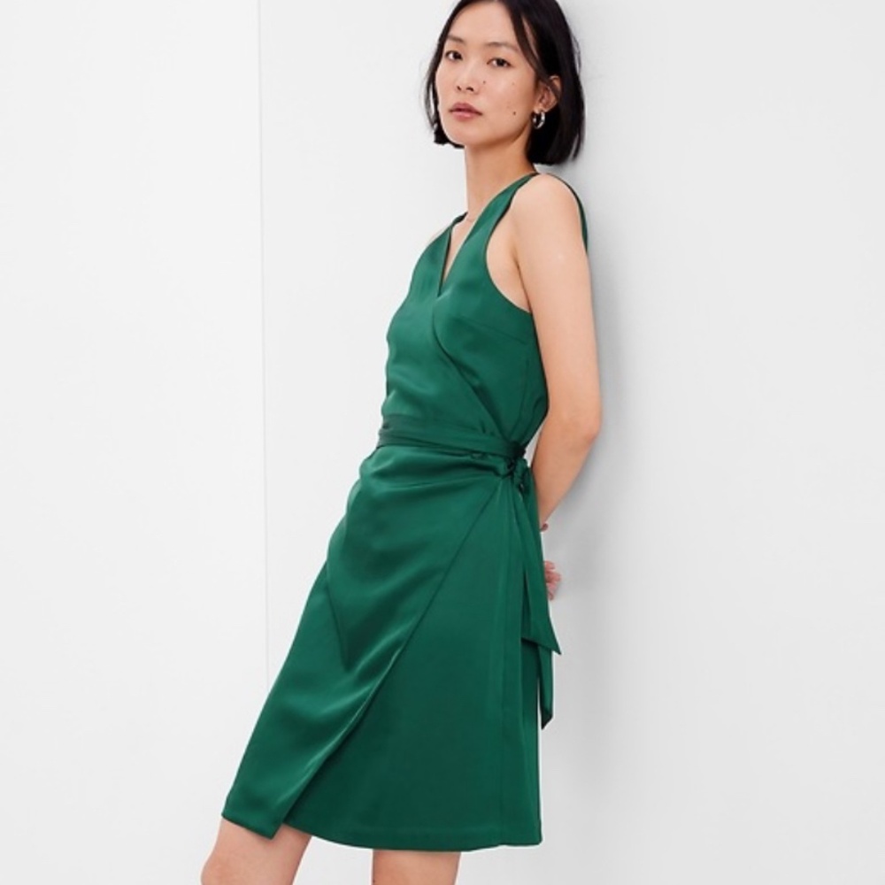 GAP Satin Wrap Mini Dress